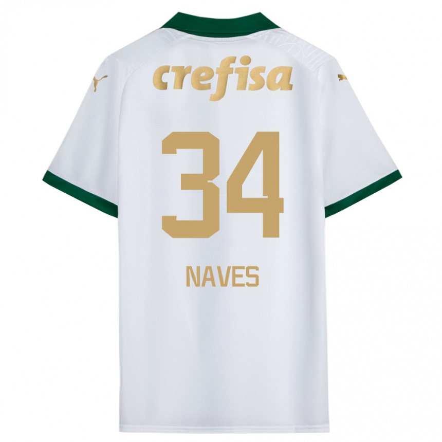 Mujer Fútbol Camiseta Naves #34 Blanco Verde 2ª Equipación 2024/25 Perú