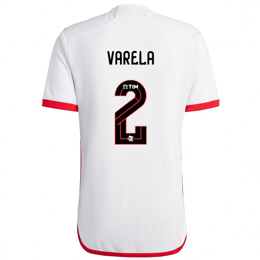 Mujer Fútbol Camiseta Guillermo Varela #2 Blanco Rojo 2ª Equipación 2024/25 Perú