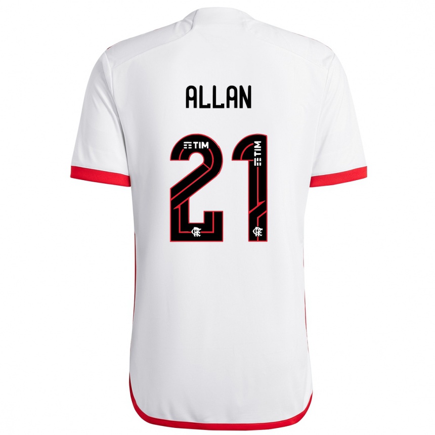 Mujer Fútbol Camiseta Allan #21 Blanco Rojo 2ª Equipación 2024/25 Perú