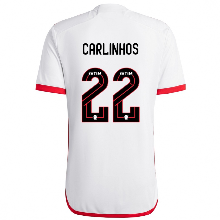 Mujer Fútbol Camiseta Carlinhos #22 Blanco Rojo 2ª Equipación 2024/25 Perú