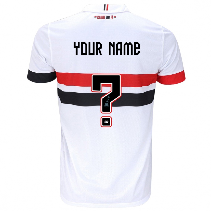 Niño Fútbol Camiseta Su Nombre #0 Blanco Rojo Negro 1ª Equipación 2024/25 Perú