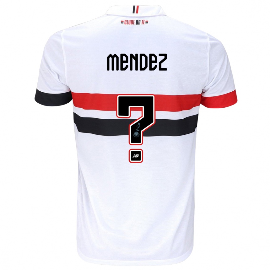 Niño Fútbol Camiseta Jhegson Méndez #0 Blanco Rojo Negro 1ª Equipación 2024/25 Perú