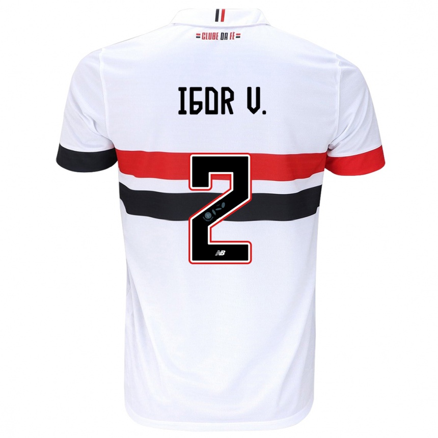 Niño Fútbol Camiseta Igor Vinícius #2 Blanco Rojo Negro 1ª Equipación 2024/25 Perú