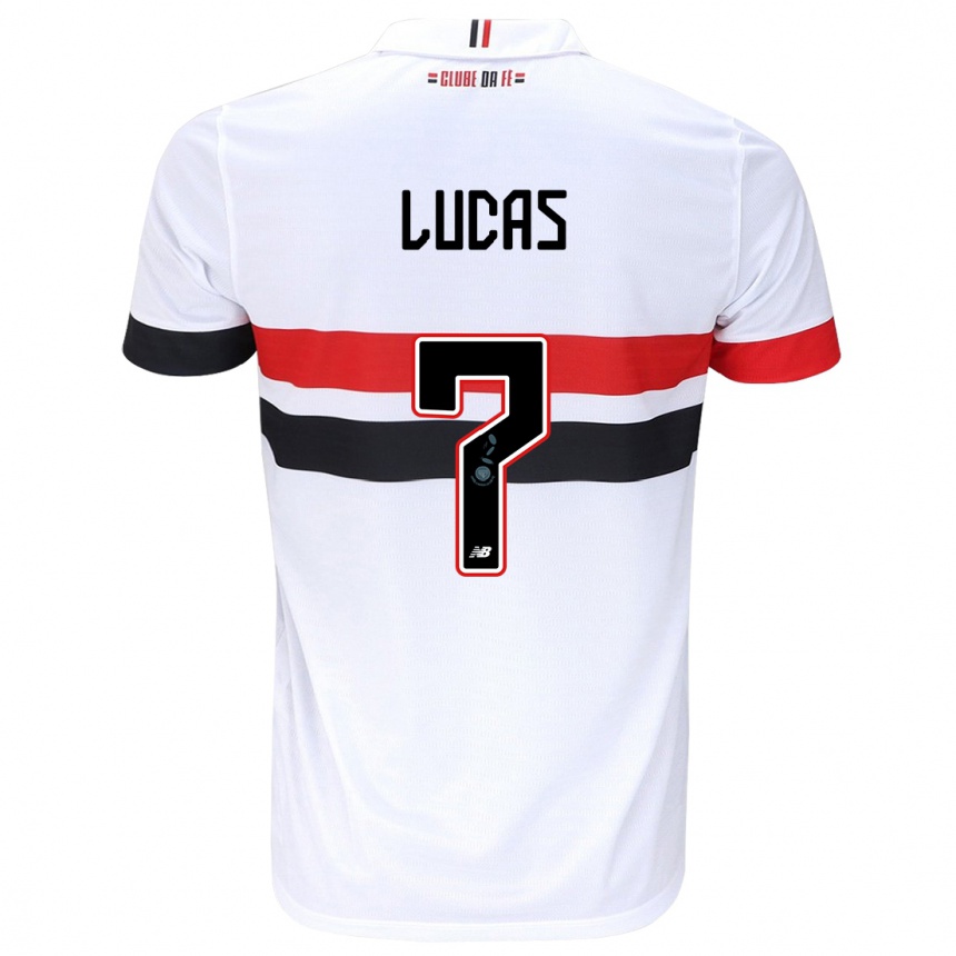 Niño Fútbol Camiseta Lucas Moura #7 Blanco Rojo Negro 1ª Equipación 2024/25 Perú