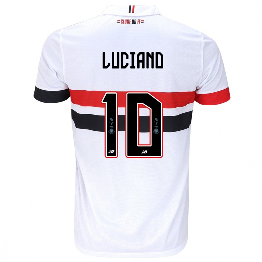 Niño Fútbol Camiseta Luciano #10 Blanco Rojo Negro 1ª Equipación 2024/25 Perú