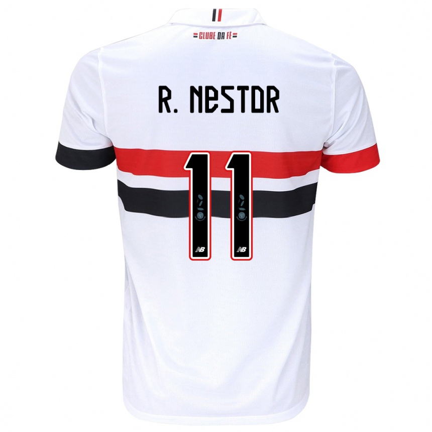 Niño Fútbol Camiseta Rodrigo Nestor #11 Blanco Rojo Negro 1ª Equipación 2024/25 Perú