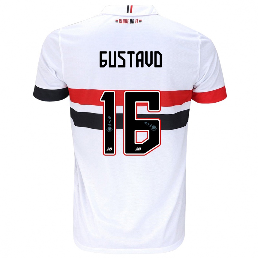 Niño Fútbol Camiseta Luiz Gustavo #16 Blanco Rojo Negro 1ª Equipación 2024/25 Perú