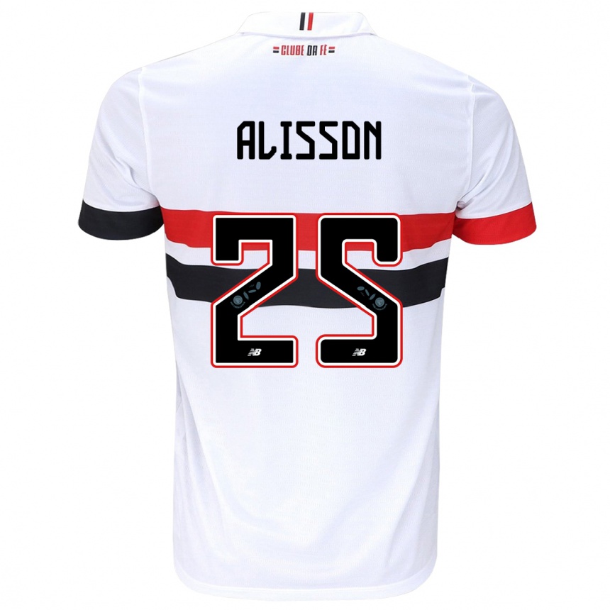 Niño Fútbol Camiseta Alisson #25 Blanco Rojo Negro 1ª Equipación 2024/25 Perú