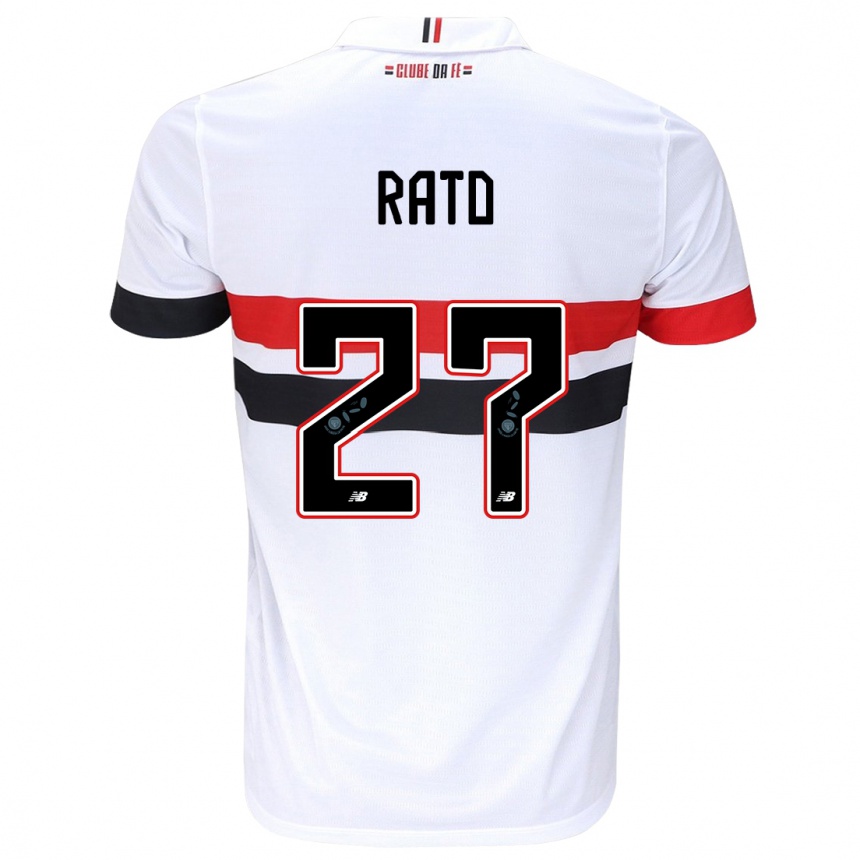 Niño Fútbol Camiseta Wellington Rato #27 Blanco Rojo Negro 1ª Equipación 2024/25 Perú