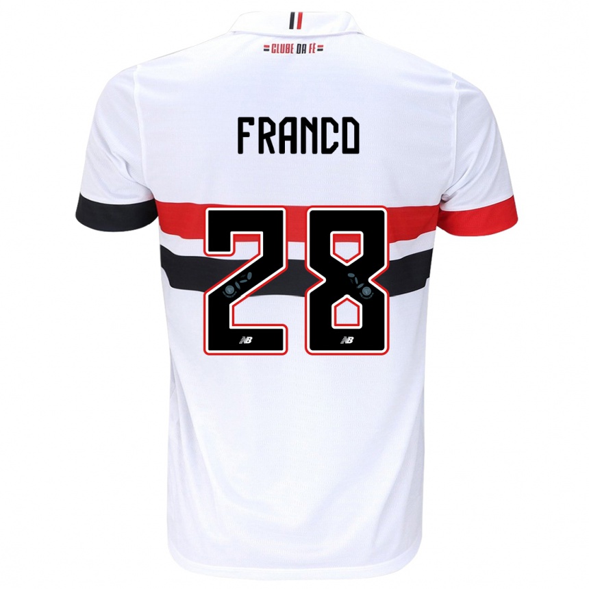 Niño Fútbol Camiseta Alan Franco #28 Blanco Rojo Negro 1ª Equipación 2024/25 Perú