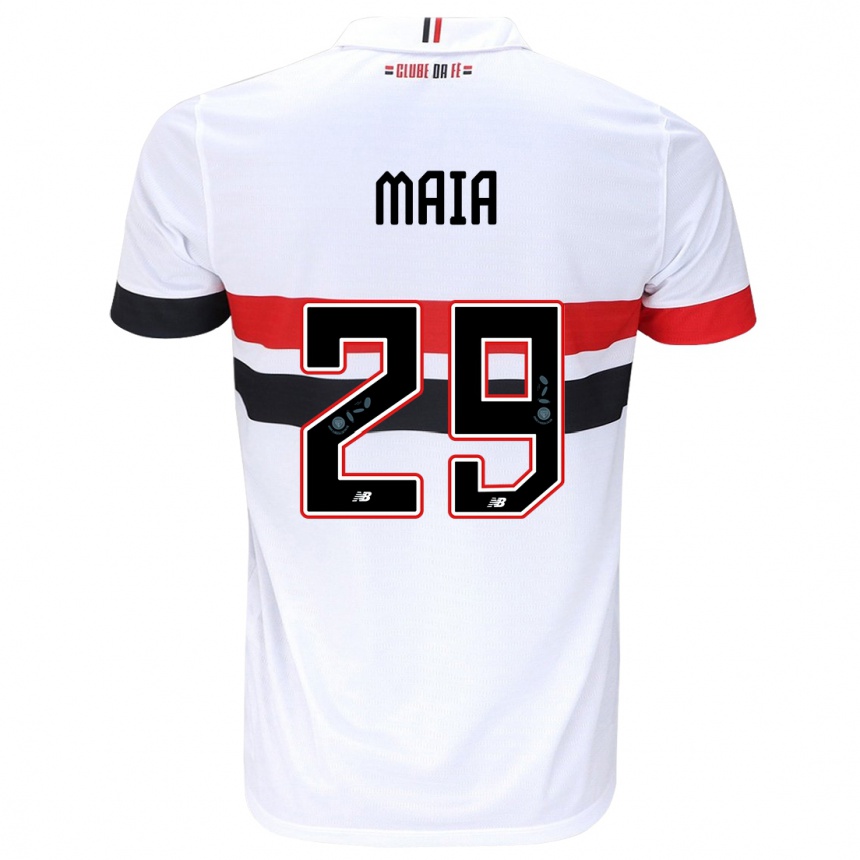 Niño Fútbol Camiseta Pablo Maia #29 Blanco Rojo Negro 1ª Equipación 2024/25 Perú