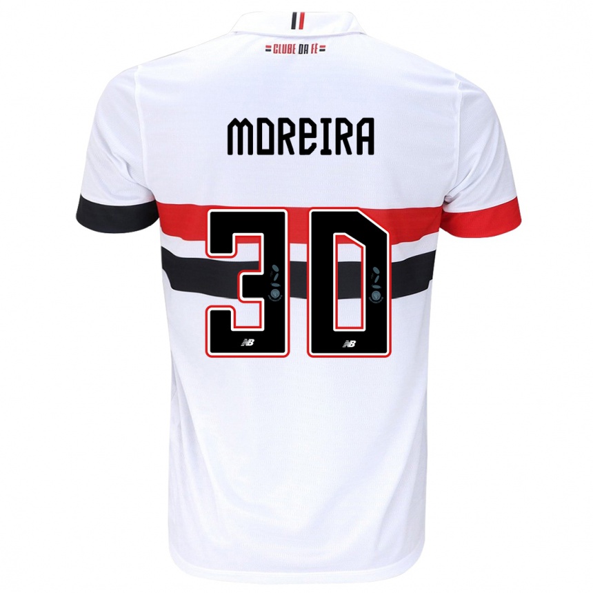 Niño Fútbol Camiseta João Moreira #30 Blanco Rojo Negro 1ª Equipación 2024/25 Perú