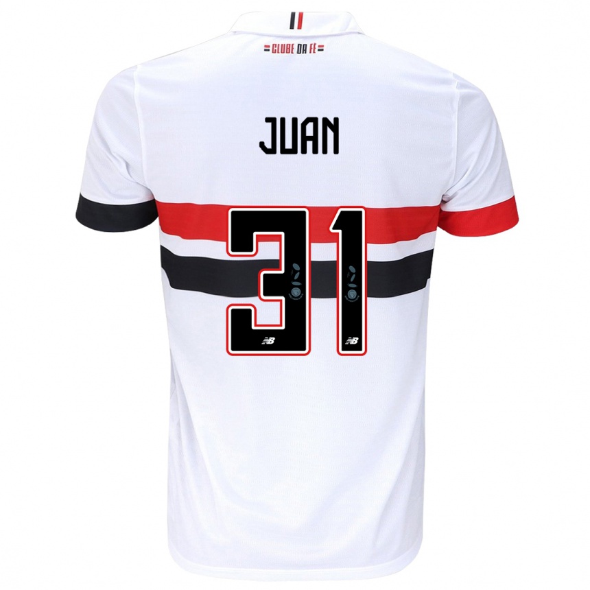 Niño Fútbol Camiseta Juan #31 Blanco Rojo Negro 1ª Equipación 2024/25 Perú