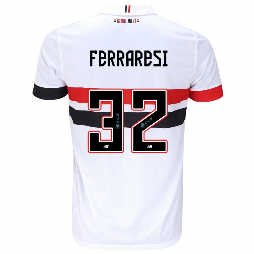 Niño Fútbol Camiseta Nahuel Ferraresi #32 Blanco Rojo Negro 1ª Equipación 2024/25 Perú