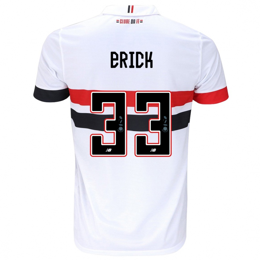 Niño Fútbol Camiseta Erick #33 Blanco Rojo Negro 1ª Equipación 2024/25 Perú