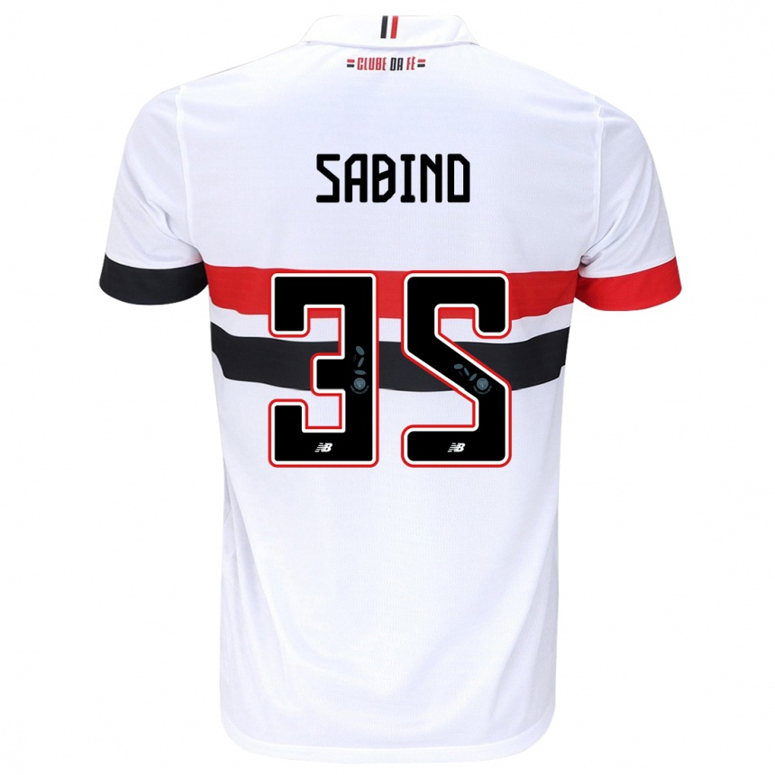 Niño Fútbol Camiseta Sabino #35 Blanco Rojo Negro 1ª Equipación 2024/25 Perú