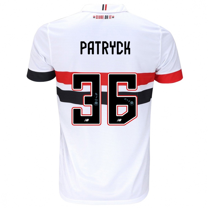 Niño Fútbol Camiseta Patryck #36 Blanco Rojo Negro 1ª Equipación 2024/25 Perú