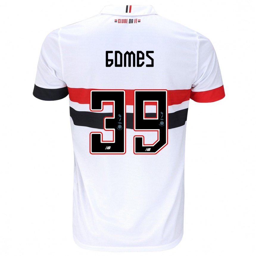 Niño Fútbol Camiseta William Gomes #39 Blanco Rojo Negro 1ª Equipación 2024/25 Perú