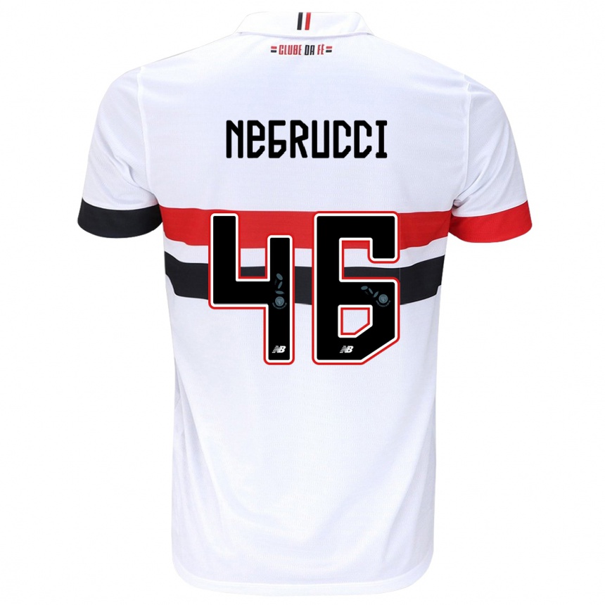 Niño Fútbol Camiseta Felipe Negrucci #46 Blanco Rojo Negro 1ª Equipación 2024/25 Perú