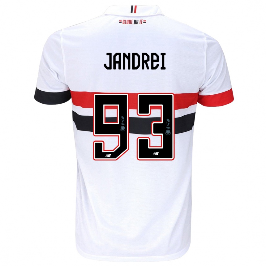 Niño Fútbol Camiseta Jandrei #93 Blanco Rojo Negro 1ª Equipación 2024/25 Perú