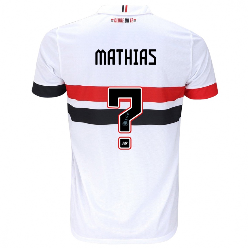 Niño Fútbol Camiseta Leandro Mathias #0 Blanco Rojo Negro 1ª Equipación 2024/25 Perú