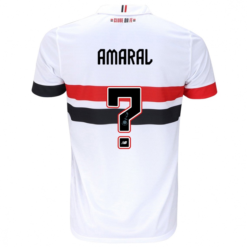 Niño Fútbol Camiseta Mateus Amaral #0 Blanco Rojo Negro 1ª Equipación 2024/25 Perú