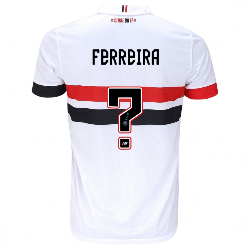 Niño Fútbol Camiseta Lucas Ferreira #0 Blanco Rojo Negro 1ª Equipación 2024/25 Perú