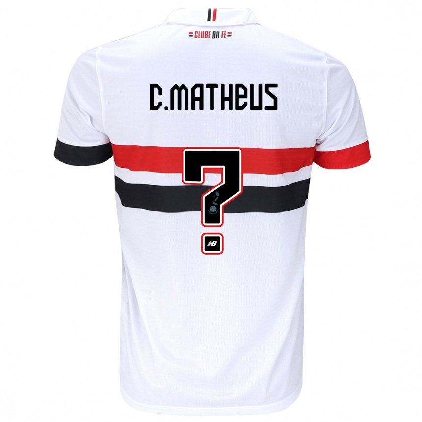 Niño Fútbol Camiseta Caio Matheus #0 Blanco Rojo Negro 1ª Equipación 2024/25 Perú