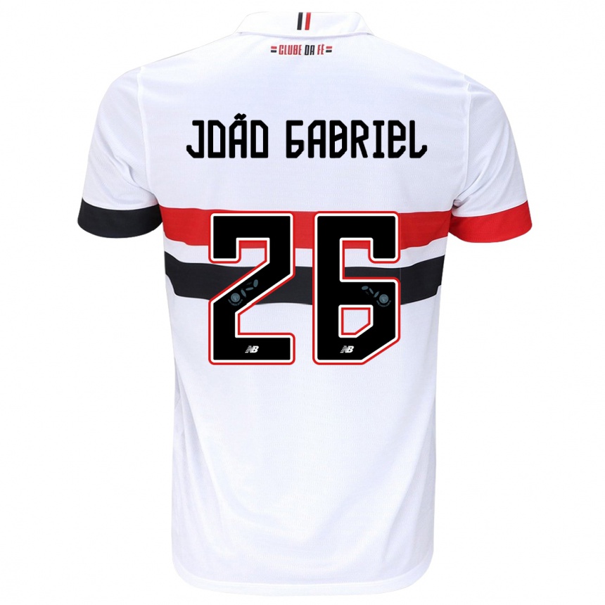 Niño Fútbol Camiseta João Gabriel #26 Blanco Rojo Negro 1ª Equipación 2024/25 Perú