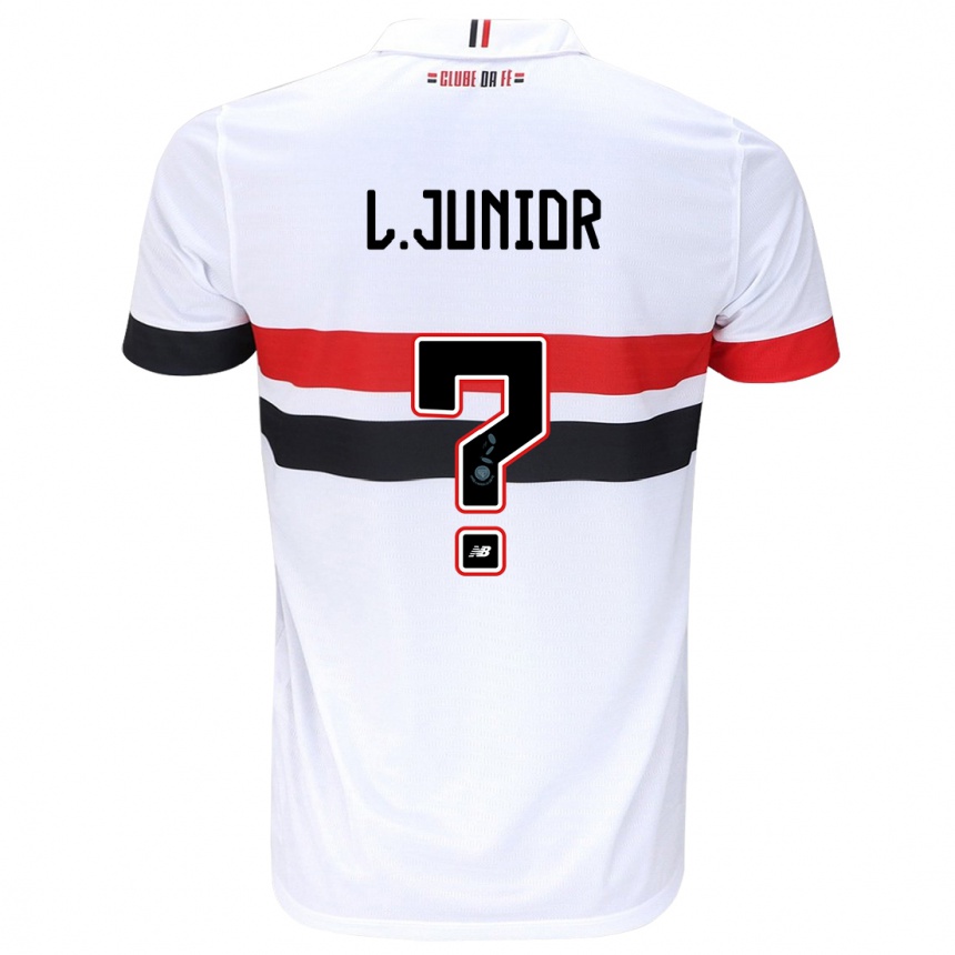 Niño Fútbol Camiseta Luciano Junior #0 Blanco Rojo Negro 1ª Equipación 2024/25 Perú