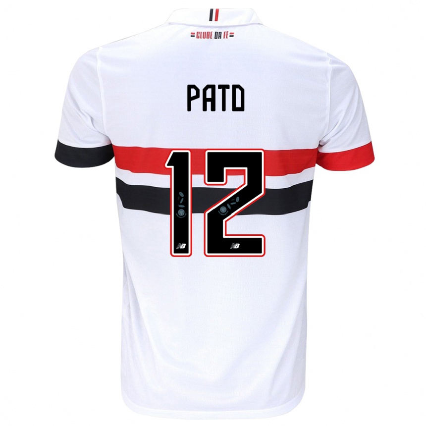 Niño Fútbol Camiseta Alexandre Pato #12 Blanco Rojo Negro 1ª Equipación 2024/25 Perú