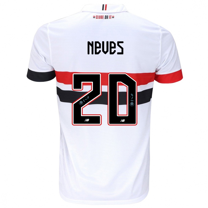 Niño Fútbol Camiseta Gabriel Neves #20 Blanco Rojo Negro 1ª Equipación 2024/25 Perú