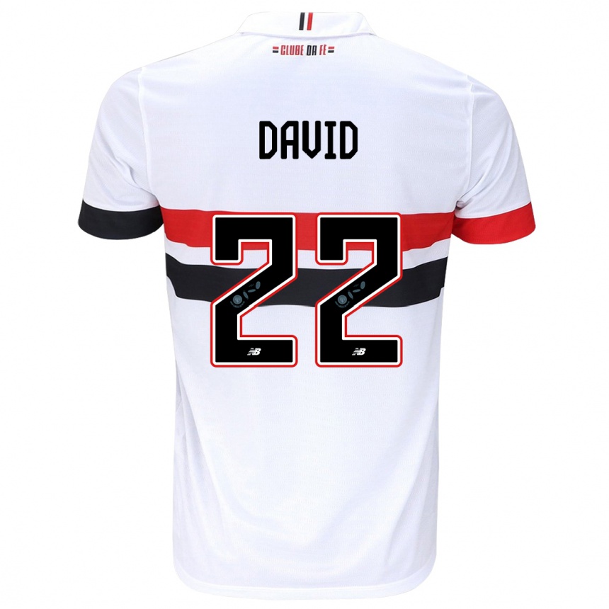 Niño Fútbol Camiseta David #22 Blanco Rojo Negro 1ª Equipación 2024/25 Perú