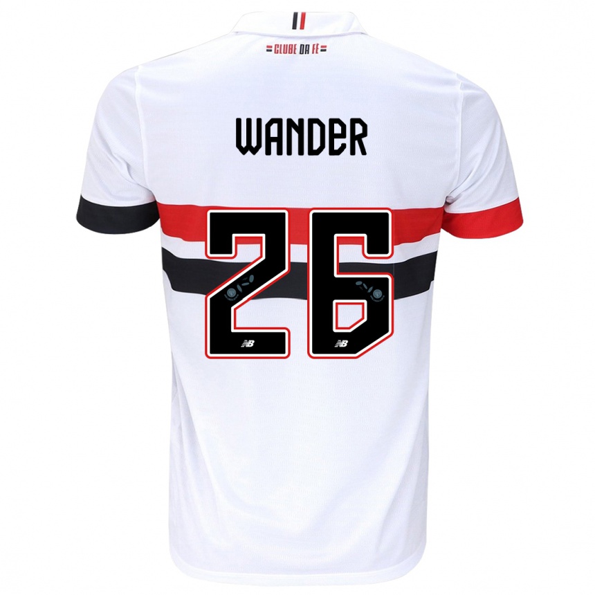 Niño Fútbol Camiseta Talles Wander #26 Blanco Rojo Negro 1ª Equipación 2024/25 Perú