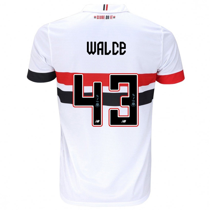 Niño Fútbol Camiseta Walce #43 Blanco Rojo Negro 1ª Equipación 2024/25 Perú