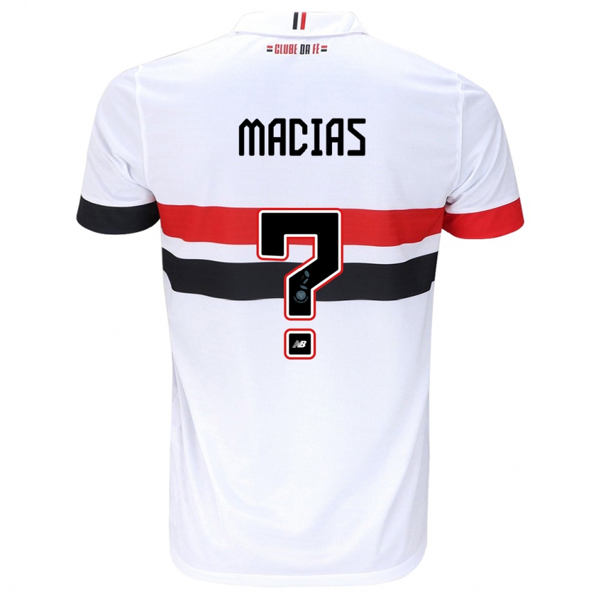 Niño Fútbol Camiseta Juan Macías #0 Blanco Rojo Negro 1ª Equipación 2024/25 Perú