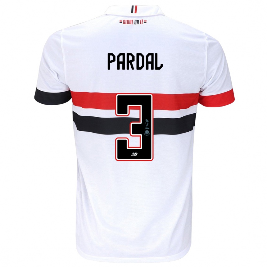 Niño Fútbol Camiseta Pardal #3 Blanco Rojo Negro 1ª Equipación 2024/25 Perú