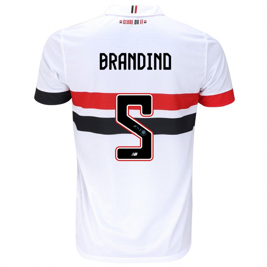 Niño Fútbol Camiseta Kika Brandino #5 Blanco Rojo Negro 1ª Equipación 2024/25 Perú