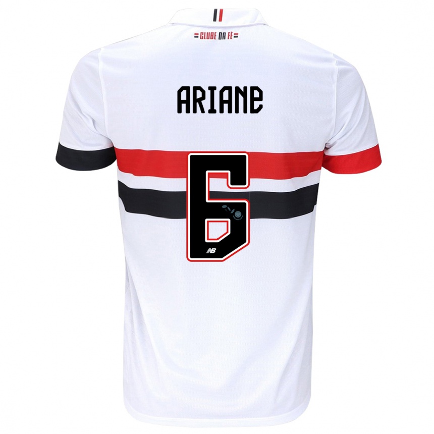 Niño Fútbol Camiseta Ariane #6 Blanco Rojo Negro 1ª Equipación 2024/25 Perú