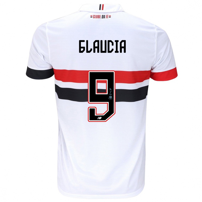 Niño Fútbol Camiseta Glaucia #9 Blanco Rojo Negro 1ª Equipación 2024/25 Perú