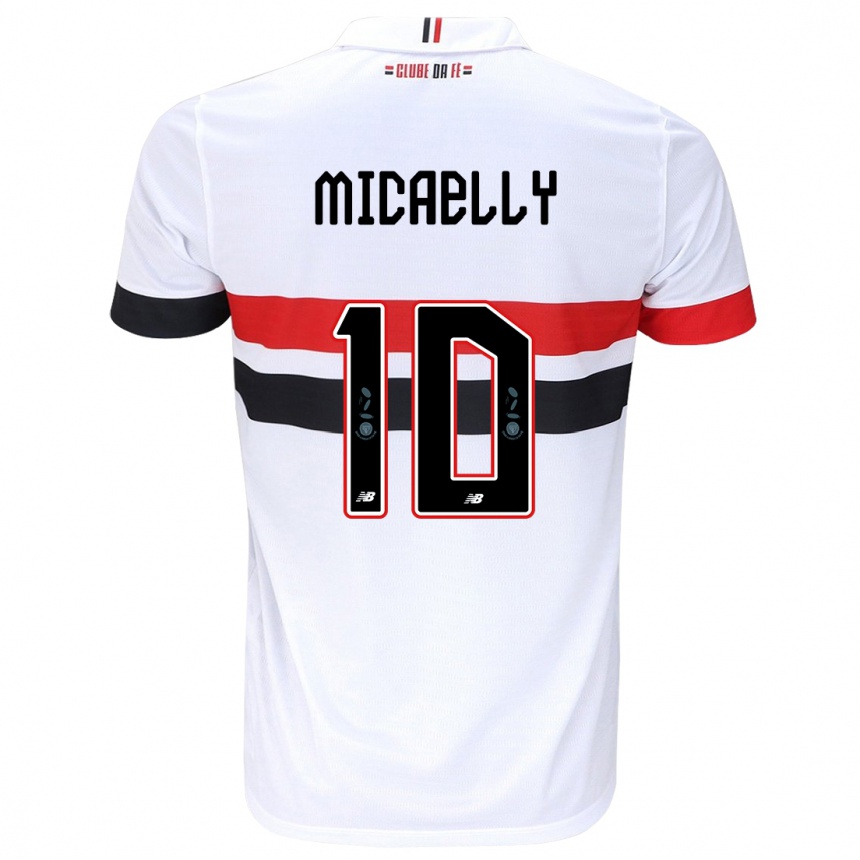 Niño Fútbol Camiseta Micaelly #10 Blanco Rojo Negro 1ª Equipación 2024/25 Perú