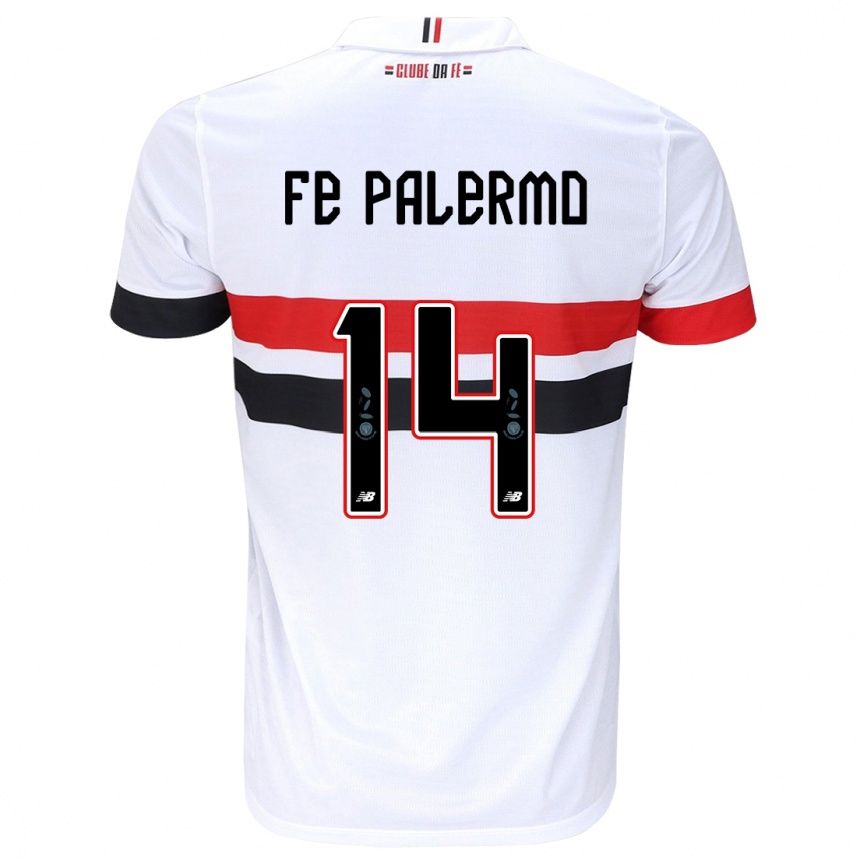 Niño Fútbol Camiseta Fe Palermo #14 Blanco Rojo Negro 1ª Equipación 2024/25 Perú