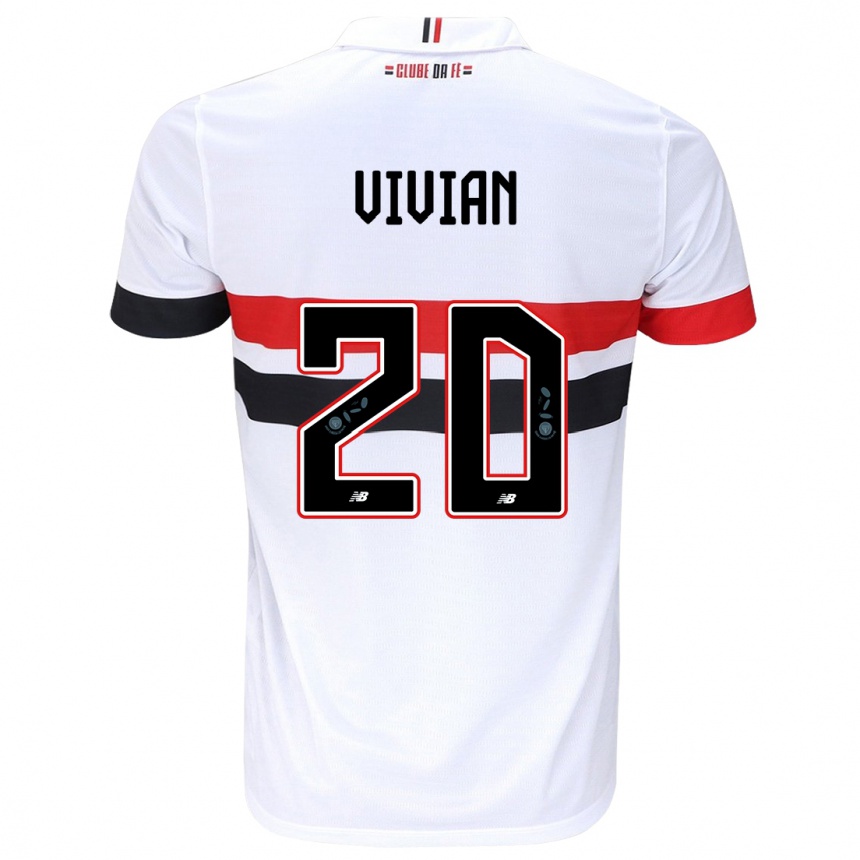 Niño Fútbol Camiseta Vivian #20 Blanco Rojo Negro 1ª Equipación 2024/25 Perú