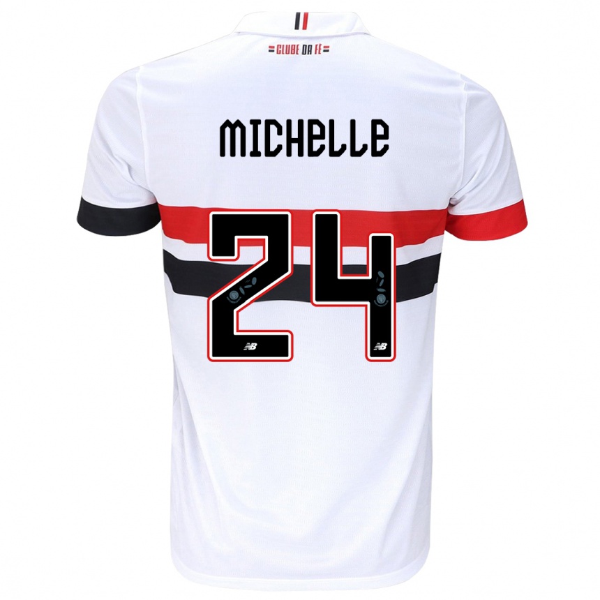 Niño Fútbol Camiseta Michelle #24 Blanco Rojo Negro 1ª Equipación 2024/25 Perú