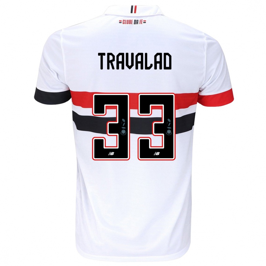 Niño Fútbol Camiseta Rafa Travalão #33 Blanco Rojo Negro 1ª Equipación 2024/25 Perú