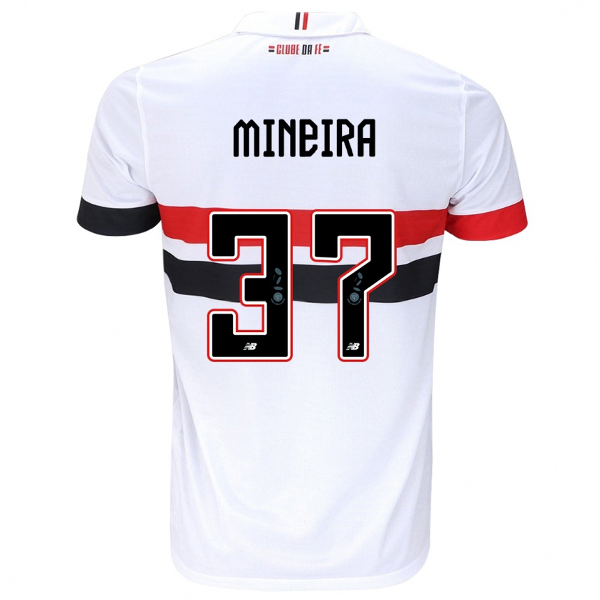 Niño Fútbol Camiseta Rafa Mineira #37 Blanco Rojo Negro 1ª Equipación 2024/25 Perú