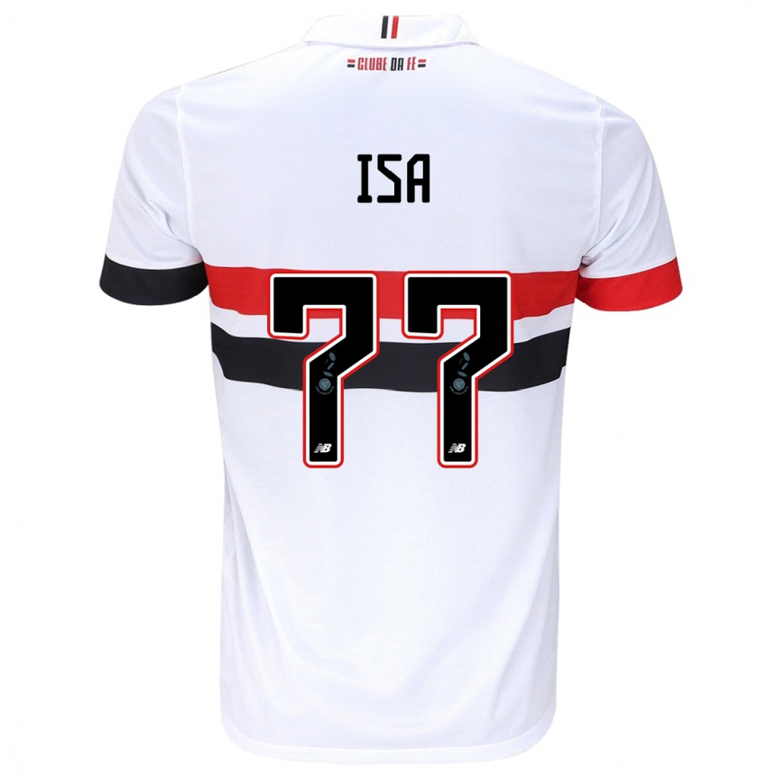 Niño Fútbol Camiseta Isa #77 Blanco Rojo Negro 1ª Equipación 2024/25 Perú