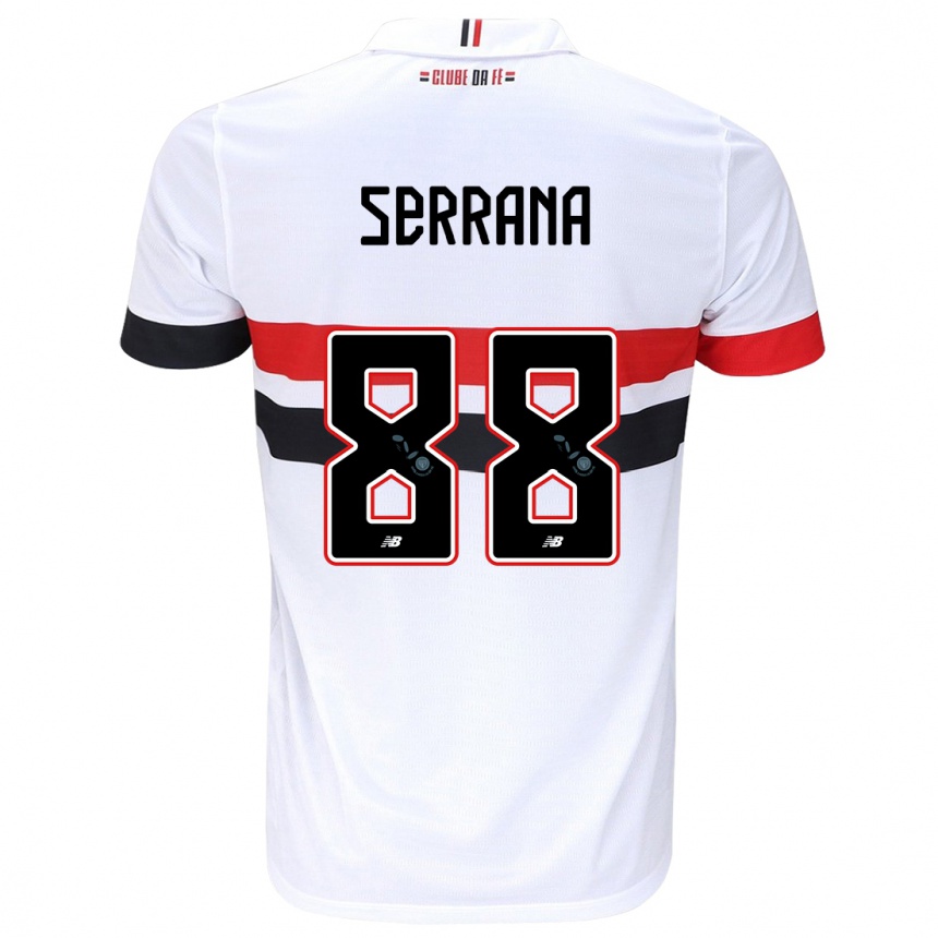 Niño Fútbol Camiseta Serrana #88 Blanco Rojo Negro 1ª Equipación 2024/25 Perú