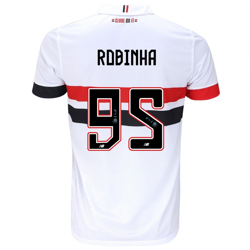 Niño Fútbol Camiseta Robinha #95 Blanco Rojo Negro 1ª Equipación 2024/25 Perú