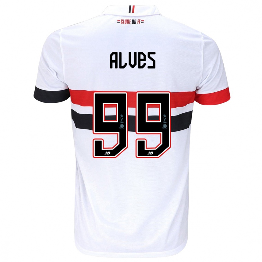 Niño Fútbol Camiseta Letícia Alves #99 Blanco Rojo Negro 1ª Equipación 2024/25 Perú